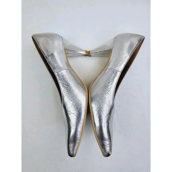 Bhava Size 39 (US 8.5-9) Women's Silver Slip On Pointed Toe Pumps Made In Spain - Picture 13 of 15